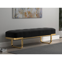 Coaster Furniture 910252 Tufted Upholstered Bench Black and Brass